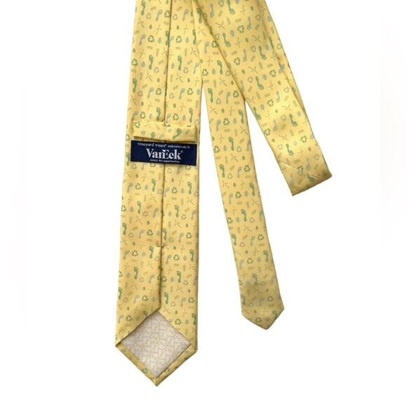 Vineyard Vines VanEck Silk Tie Recycle Earth Friendly Print Yellow - Picture 6 of 6